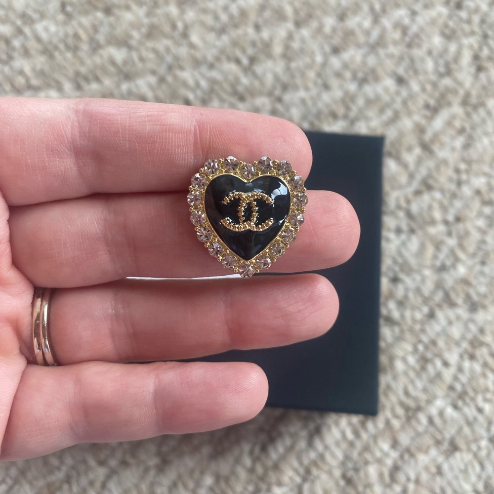 Gold and Black Heart Stud Earrings